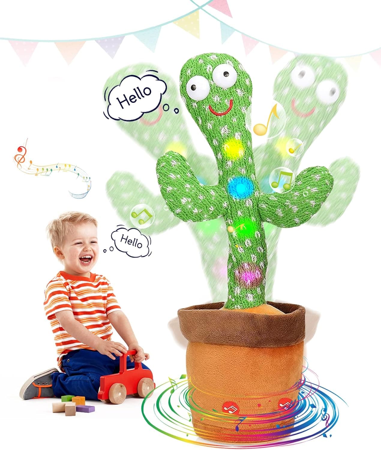 LUKETURE Cactus Baby Toy, Kid Talking Singing Cactus Toy, 120 Songs Recording Dancing Cactus Mimicking Toy That Repeat What You Say, Pre-School Education Toy for Kids Best for Children