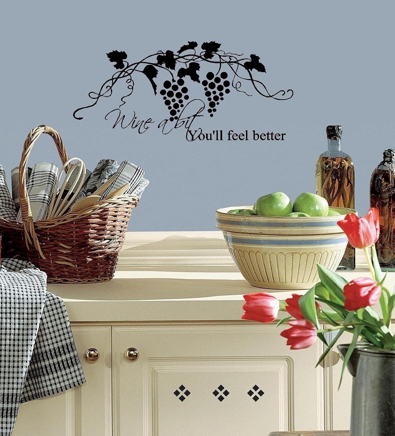 BestPricedDecals Wine A BIT, You'll Feel Better #1 ~ Wall Decal, Home Decor: 12" X 26"