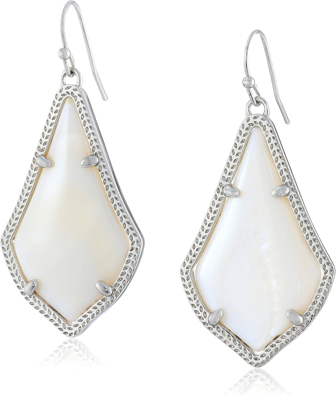 Kendra Scott Signature Alex Earrings in Rhodium Plated and White Mother-of-Pearl