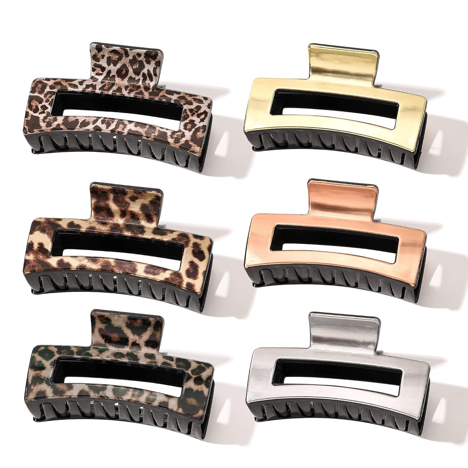 Hair Claw Clips for Women - 3.4 Inch for Thick Hair Claw Clip for Women Hair Accessories Strong Hold Girls French Design Jaw Barrettes Gift for Long Curly Hair Clamps(6 Packs)