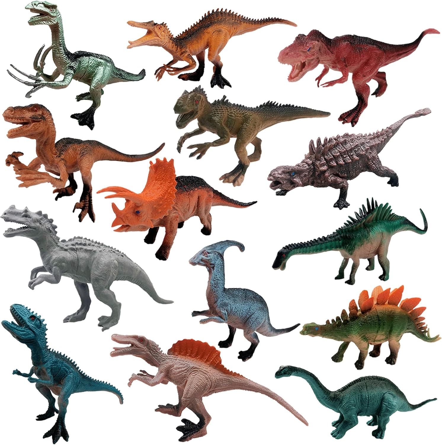 14 PCS Realistic Dinosaur Figures Toys Colorful Plastic Dinosaur Figure Set for Party Favors Cake Toppers Kids Great Gifts Christmas Easter Birthday Presents