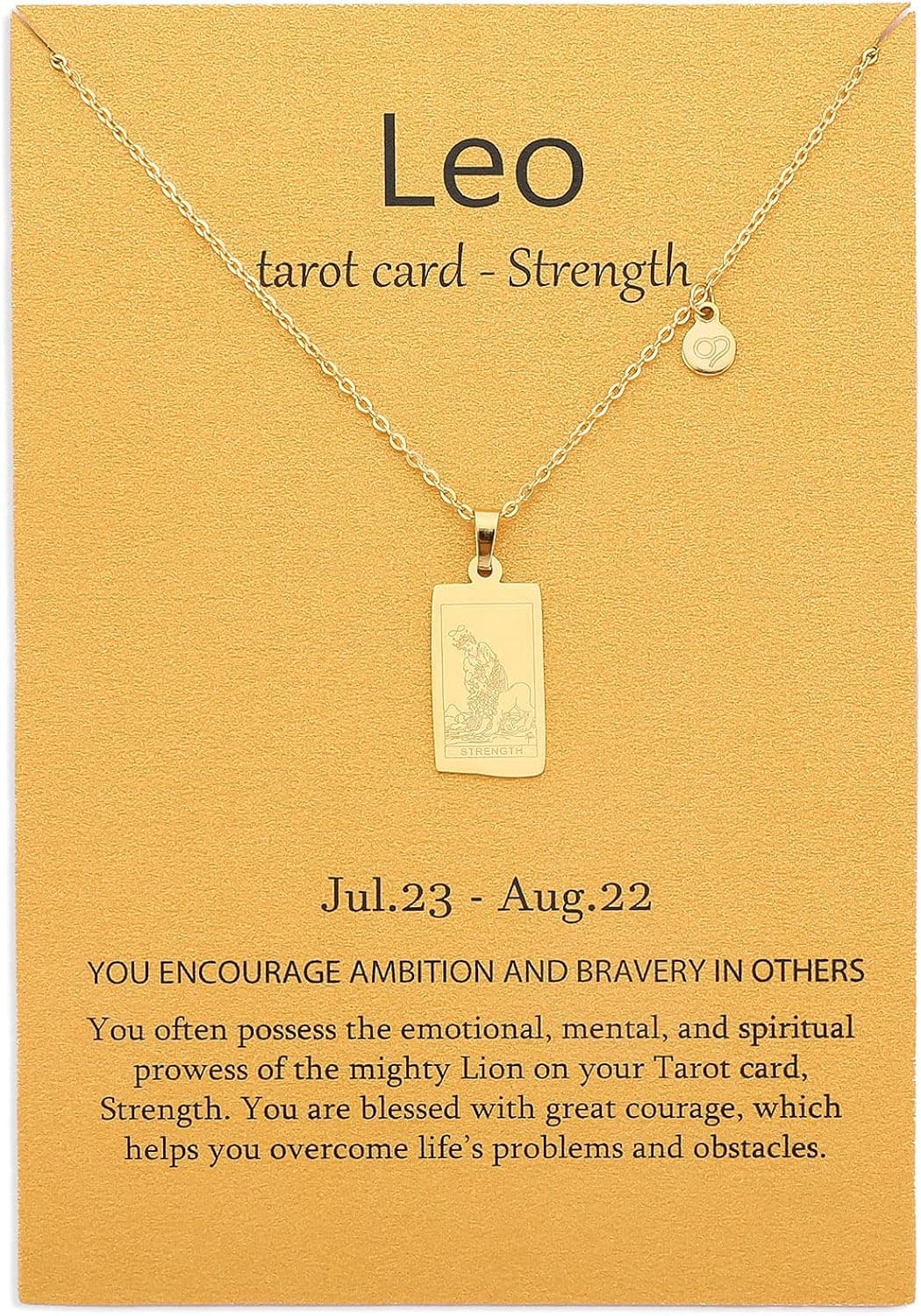 TGOLM 14k Gold Plated Zodiac Sign with Tarot Card Pendant Necklace Birthday Gift for Women