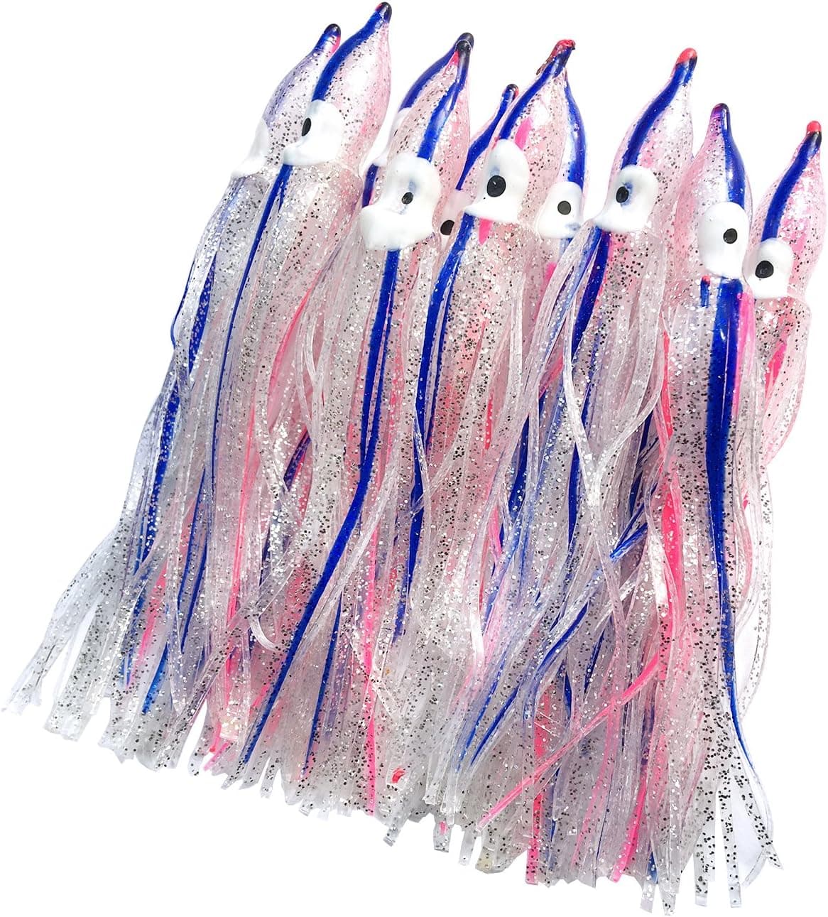 wild.life Luminous Hoochie Octopus Skirts Trolling Lures Fishing Tackle Soft Plastic Lures Squid Skirts Saltwater/Bait Lures Multicolored 1.9 '' - 12 ''（22PK