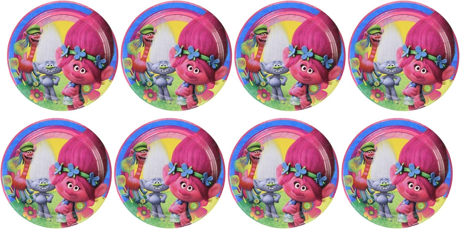 Unique Trolls Dessert 7" Plates, 8 Ct.