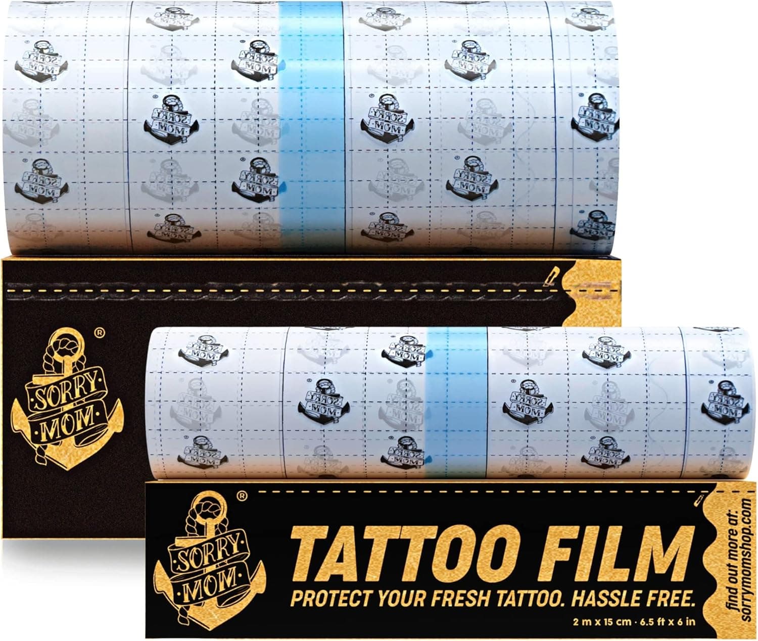 Sorry Mom Tattooo Aftercare Bandage - 40 ft x 6 in Tattooo Healing Wrap - Waterproof & Protective Tattoo Bandages - Clear Adhesive & Flexible Tattoo Film Dressing - Disposable Tattoo Wrapping Plastic