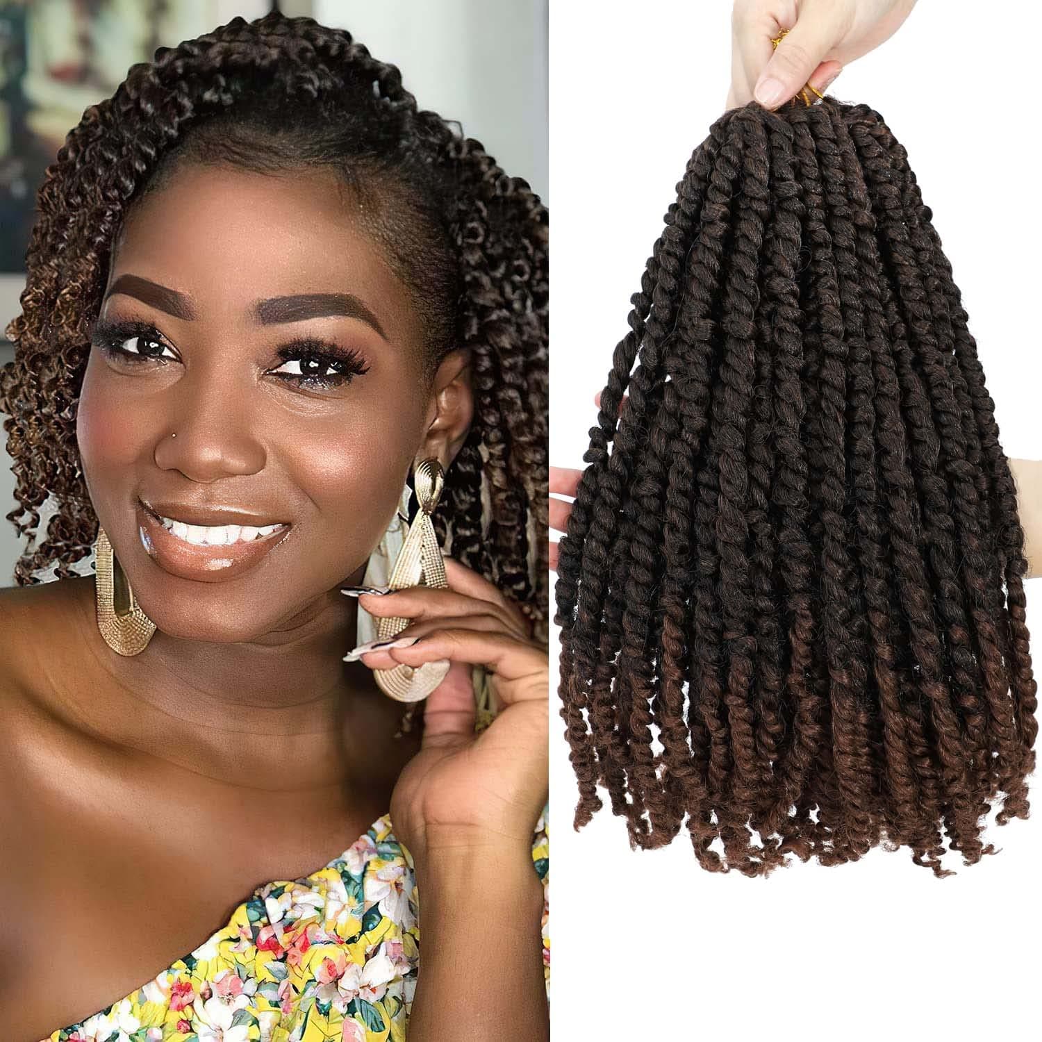 Pretwisted Passion Twist Crochet Hair 12 Inch Pre Looped 8 Packs, Short Crochet Passion Twist Hair pretwisted Bohemian Twist Crochet Hair, No odor, Skin Friendly (12 Inch 8 Packs, T30#)