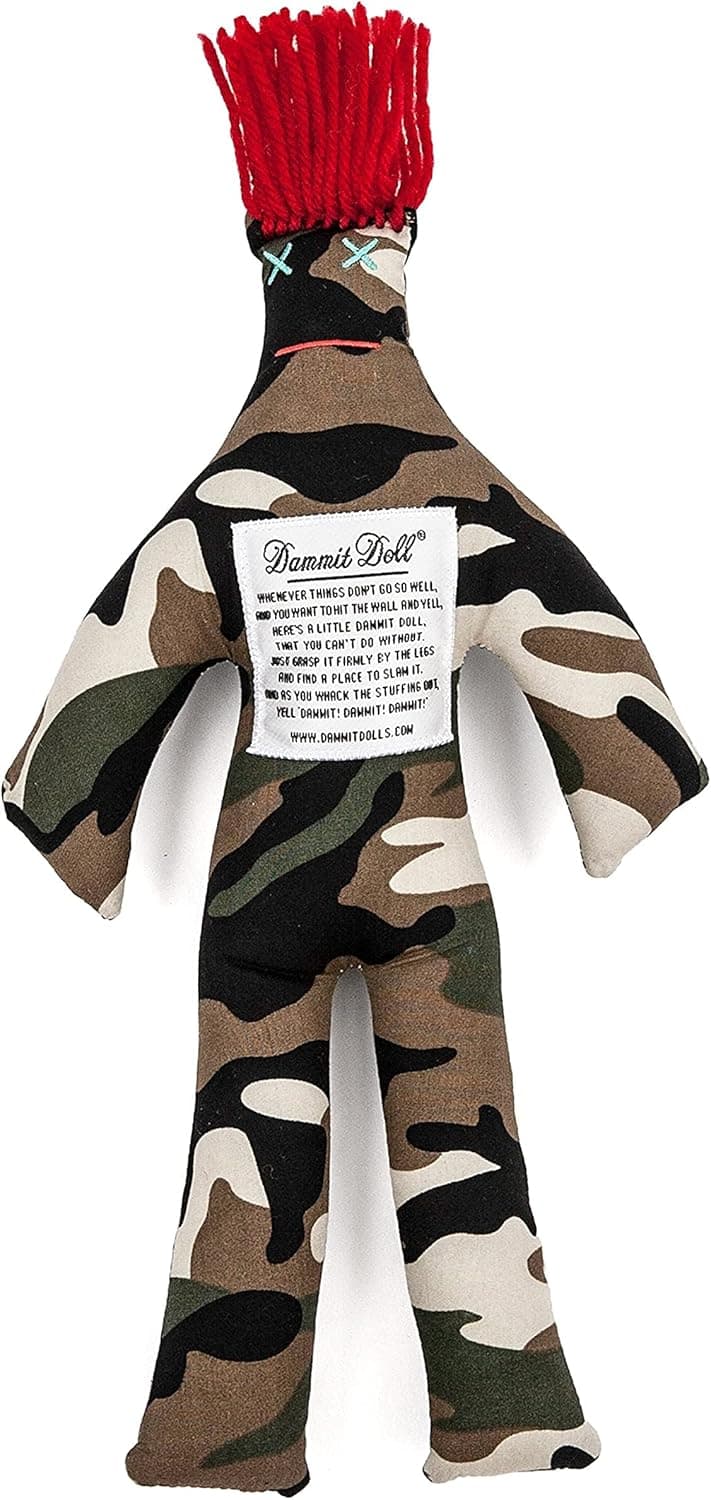Dammit Doll - Dammit Camo Doll - Chevaleresque - Army OG Camo, Red Hair - Stress Relief, Gag Gift