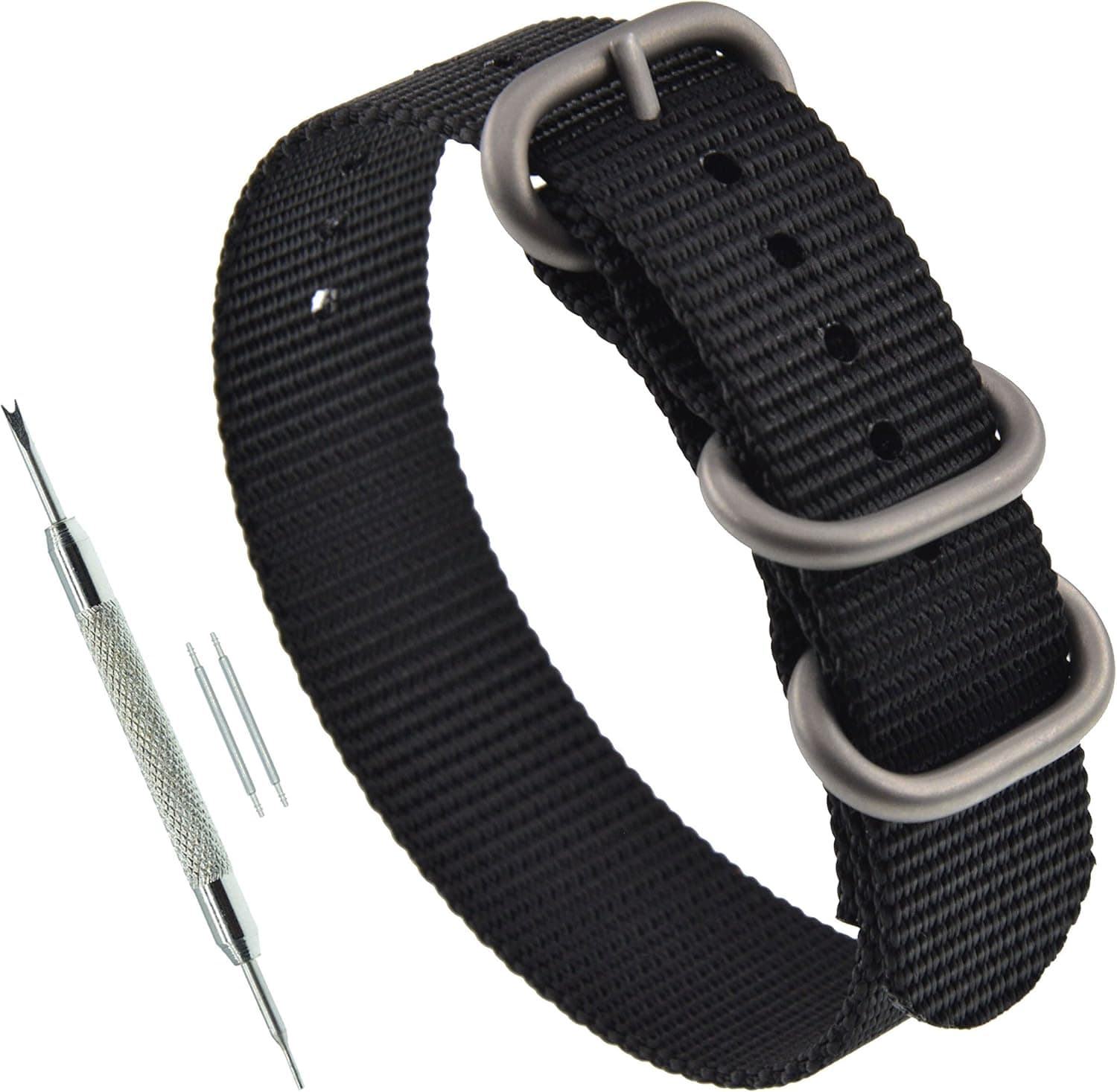 MZBUTIQ Men's Watch Band Strap Replacement 3 Rings (18mm 19mm 20mm 21mm 22mm 23mm 24mm)