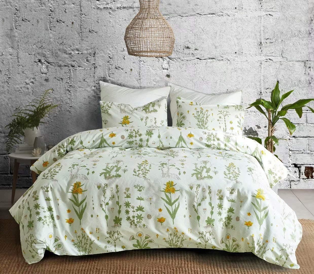 Opcloud Flower Duvet-Cover-Set, 1800TC King Microfiber Soft Comforter Cover Set,1 Duvet Cover and 2 Pillow Shams Bedding-Set
