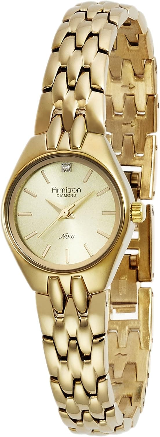 Armitron Women's 75/5197CHGP Diamond Accented Dial Gold-Tone Bracelet Watch