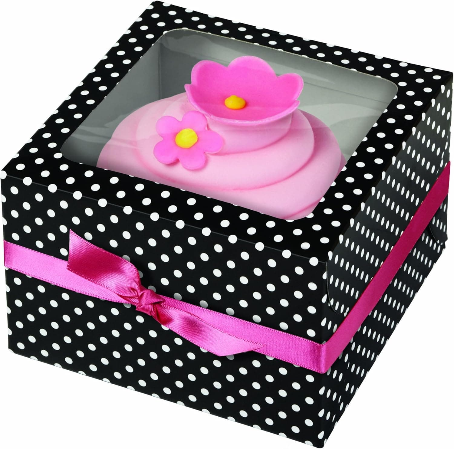 Wilton Black White Dots 1-Cavity Cupcake Boxes, 3 Count