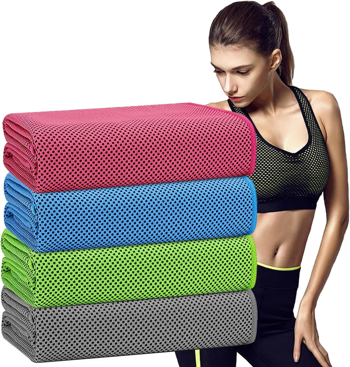 4 Pack Cooling Neck Towels for Athletes Cold Towels Wet Towel Cool Down Rags for Neck Face Chilly Pad Cooling Towel for Hot Weather Workout Ice Sweat Towel Rags for Gym Yoga Running Camping (40*12 In)