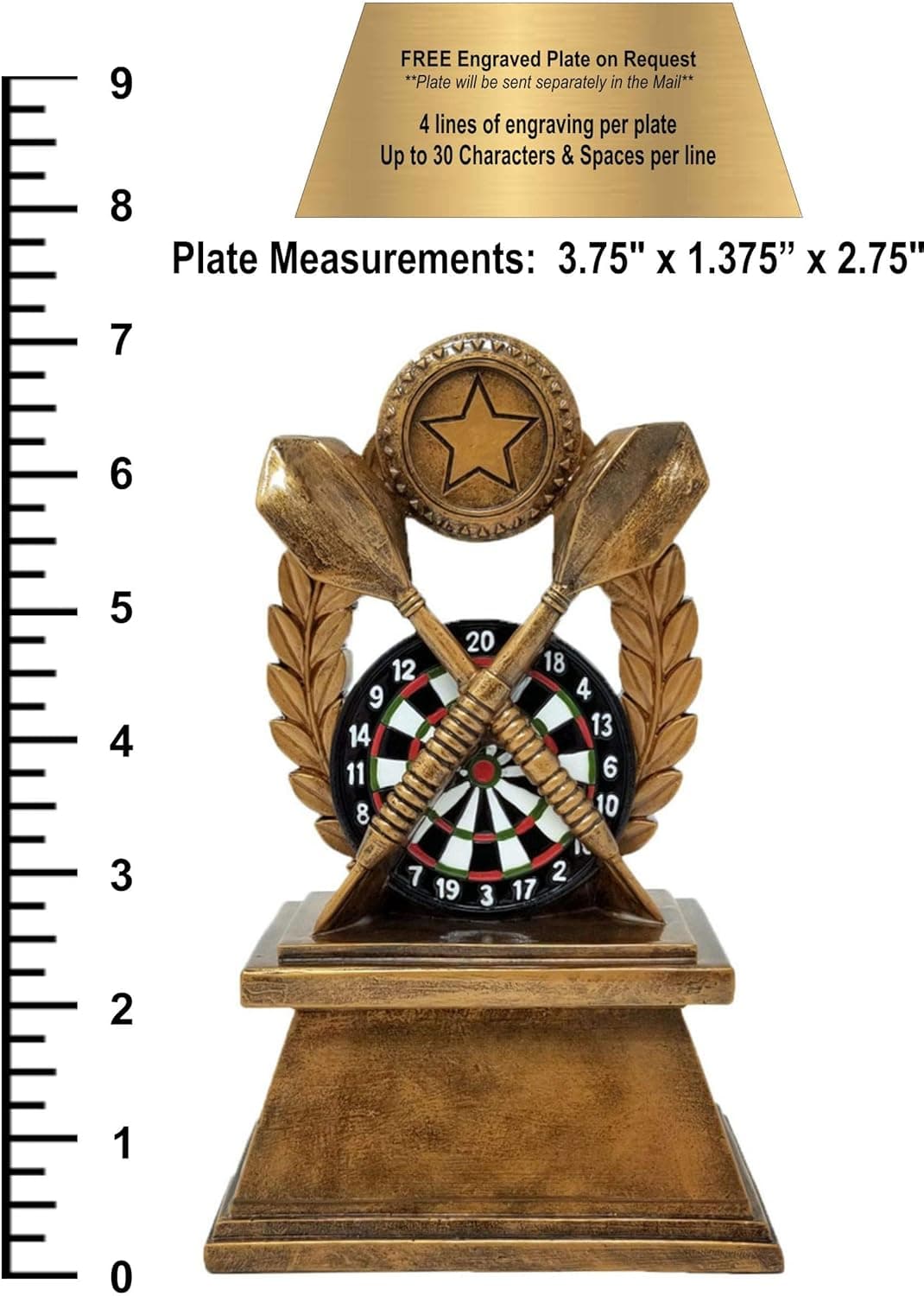 Germplasm Decade Awards Darts Wreath Trophy - Colored Dart Board Award - 7 Inch Tall - Engraved Plate on Request