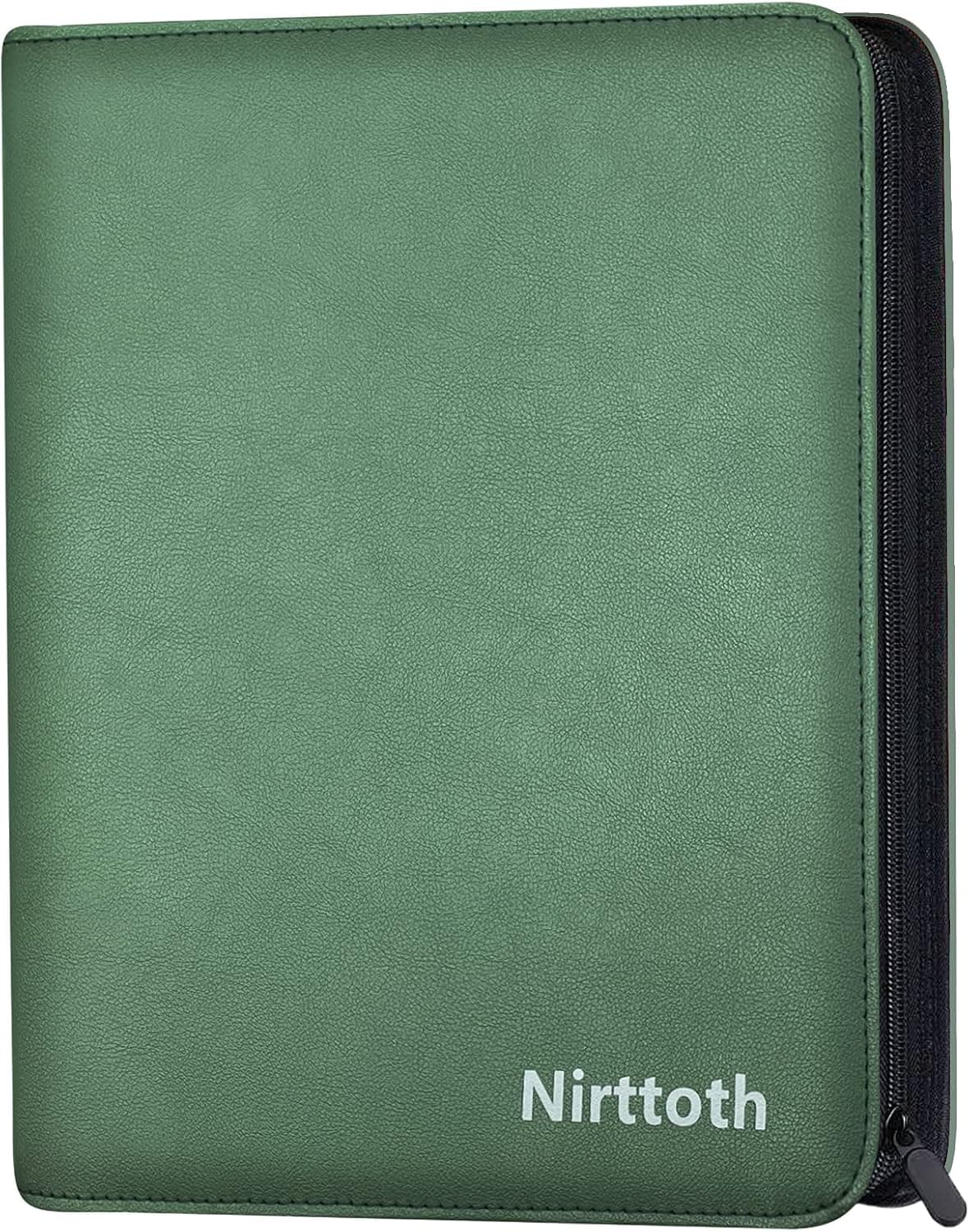 Nirttoth 720 Baseball Card Binder with 40 Removable Footaball Binder Sleeves, Holds 720 Cards, Compatible with Yugioh, MTG, Amiibo, TCG (Greyish-Green)
