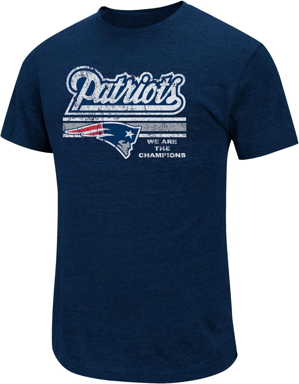 NFL Mens New England Patriots Victory Gear V Tri Navy Heather Short Sleeve Crew Triblend Tee