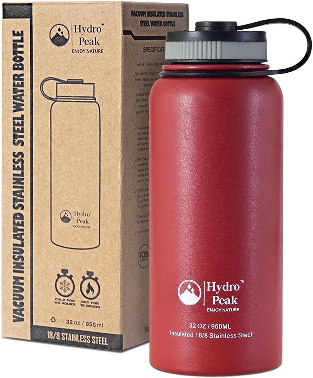 32oz Water Bottle, Vacuum Insulated Food Grade Stainless Steel, Keeps Hot for 10 Hours and Cold for 24 Hours. Perfect for Hiking, Workout and Sports
