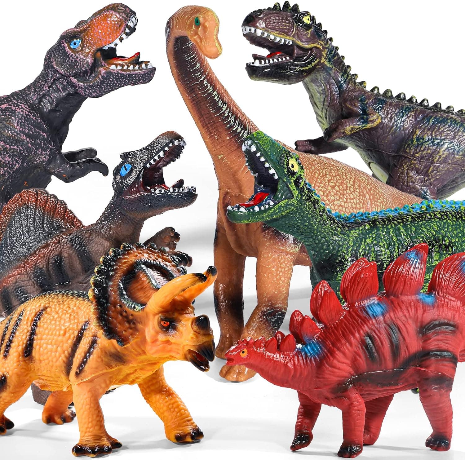 Bennol 7 Pieces Jumbo Dinosaur Toys for Kids 3-5, Soft T-Rex Triceratops Dinosaur Toys for Kids Boys 3-5 5-7, Dinosaur Toys Party Favors Gifts for Kids Boys Girls Dinosaur Lovers 2 3 4 5 6 Year Olds
