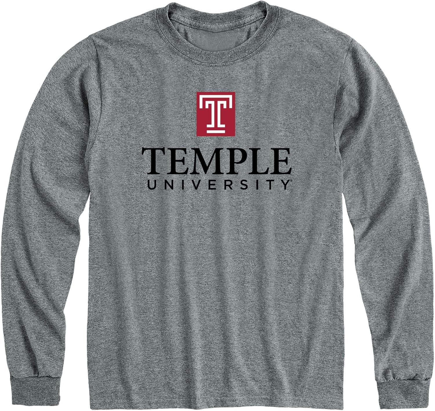 Barnesmith Temple University Owls Long Sleeve Adult Unisex T-Shirt, Heritage, Charcoal Heather, XX-Large