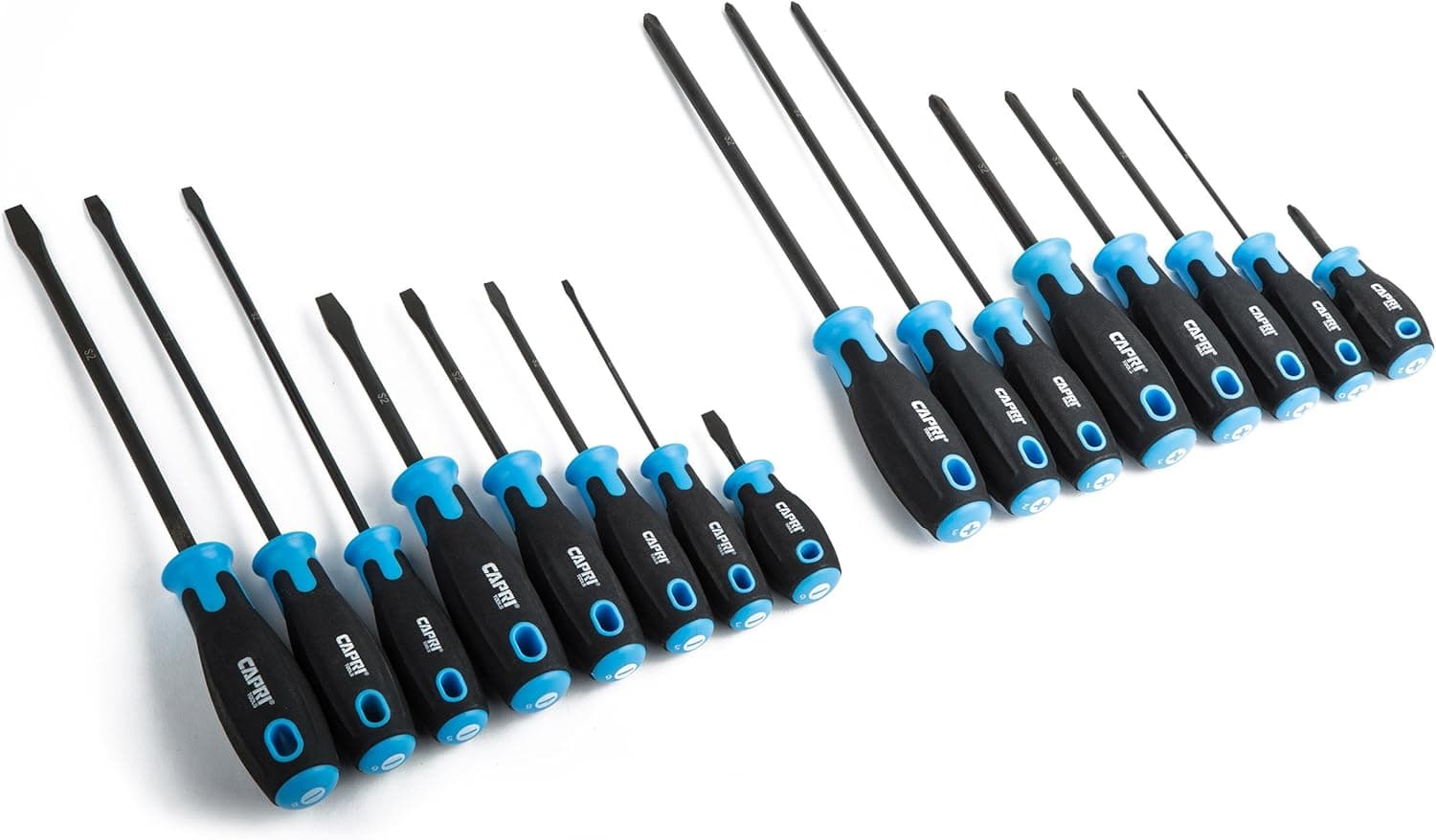 Capri Tools Mechanic's Screwdriver Set, Oil Resistant Handle with S2 Steel Shaft, 16-Piece