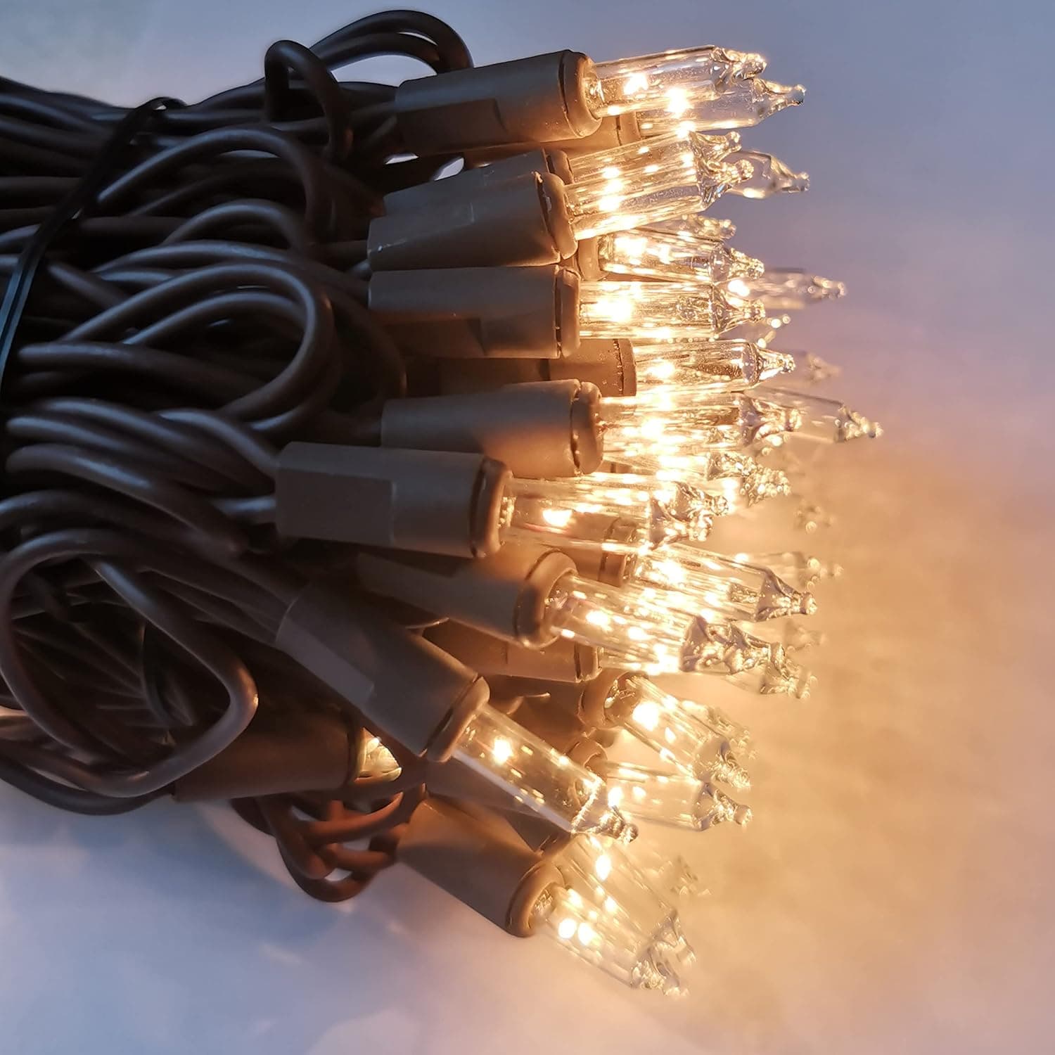 MXTCLM Brown Christmas Light, Incandescent,100 Clear Mini Christmas Tree Light on Brown Cord, Brown Wire Holiday Light, Christmas Decorations for Outdoor & Indoor, UL Certification