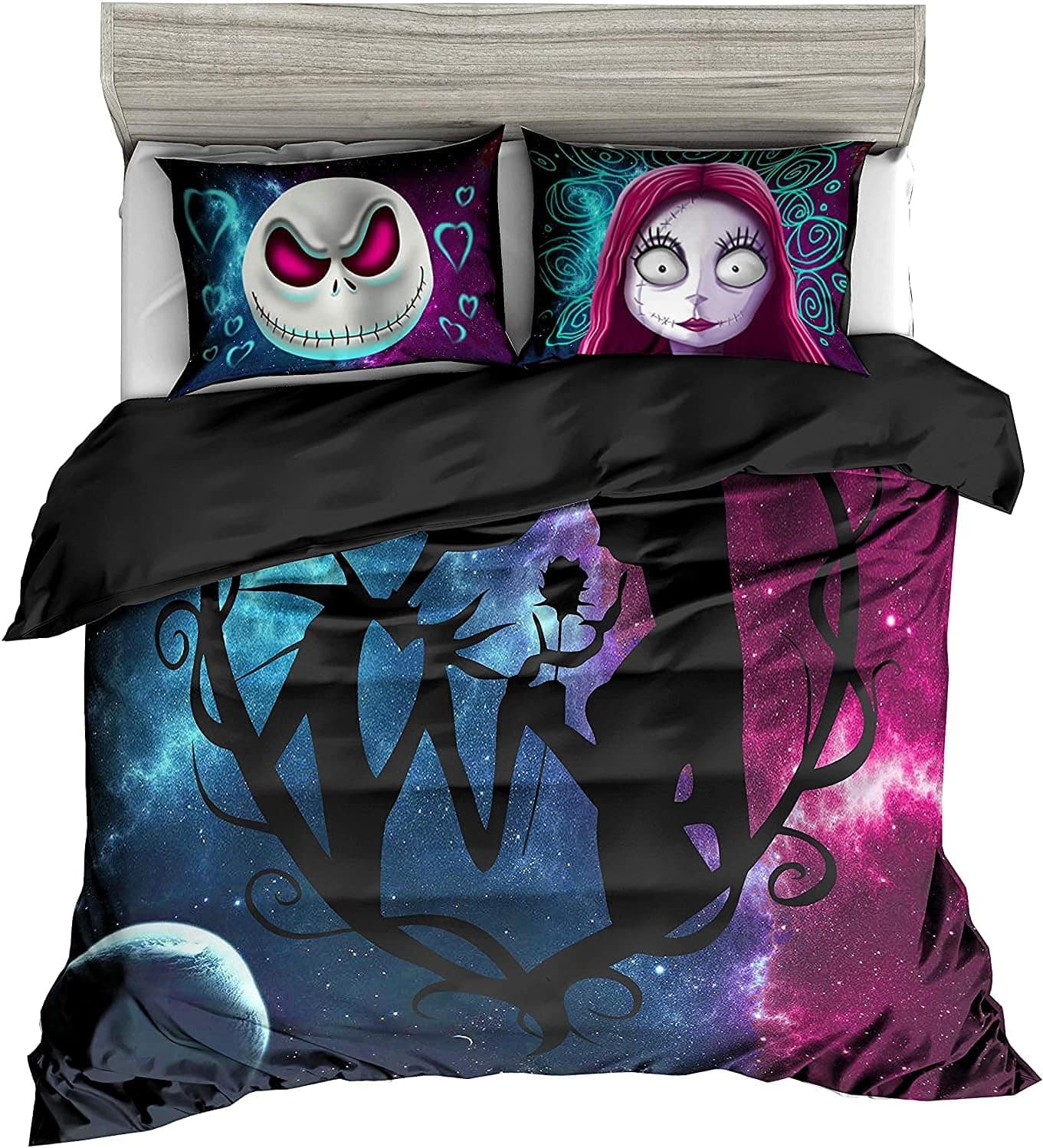 WUHONZS Christmas Duvet Cover Sets, Valentine's Day Decor Microfiber Galaxy Bedding Set with Pillow Shams 3PCS Bedding with 2 Pillowcases, No Comforter (Christmas, King 3pcs)