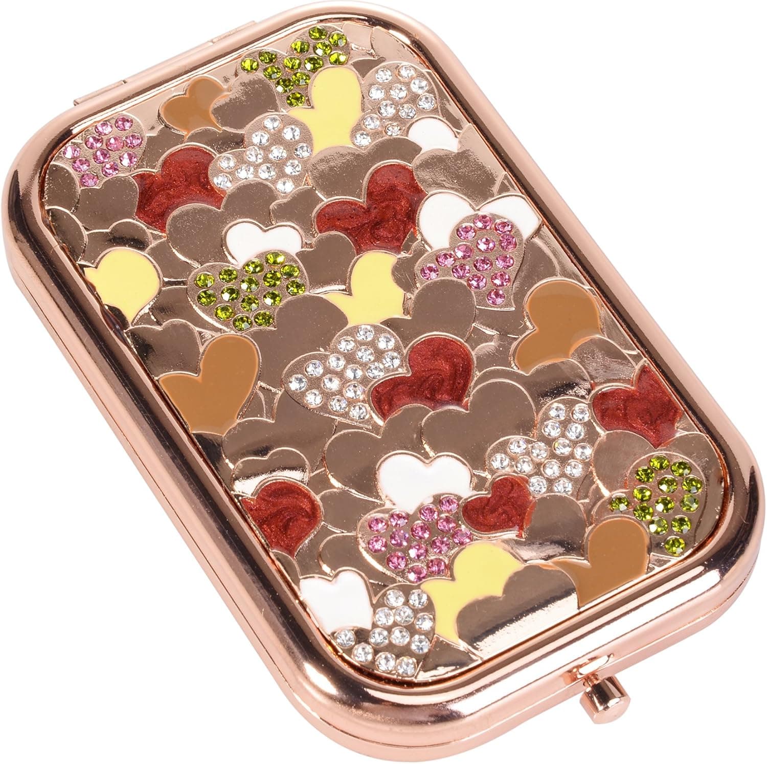 Nerien Women's Magnifying Foldable Cute Princess Style Hearts Vanity Mirror Cosmetic Purse Mirror Portable Travel Mirror Rose Gold