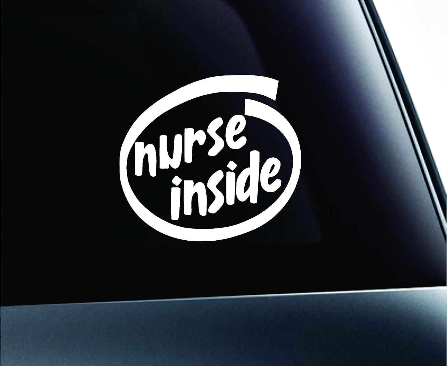 Nurse Inside Oval Hospital Symbol Decal Funny Car Truck Sticker Window (White)