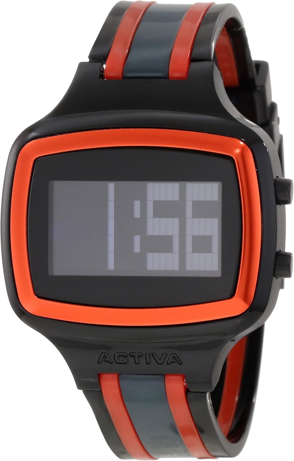 Activa By Invicta Unisex AA400-018 Black Digital Dial Black, Red and Charcoal Grey Polyurethane Watch