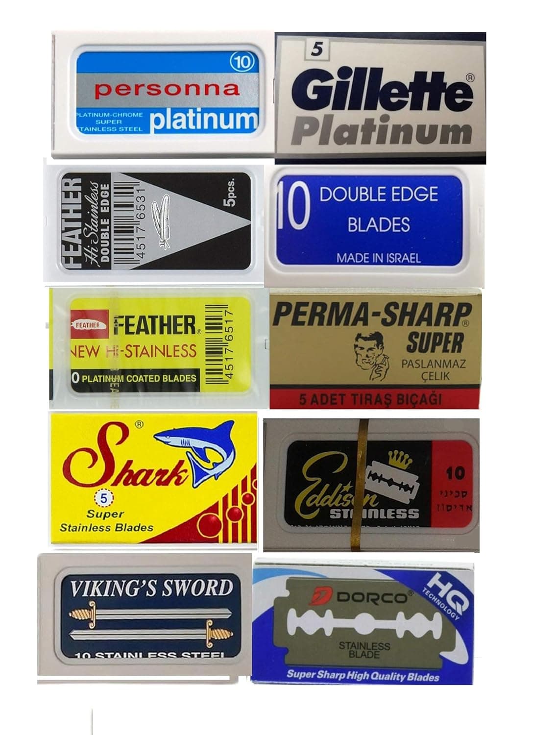 100 Safety Double Edge Razor Blades for Shaving of Compatible/Replacement for 10 Top Brands -Feather-Persona-Gillette