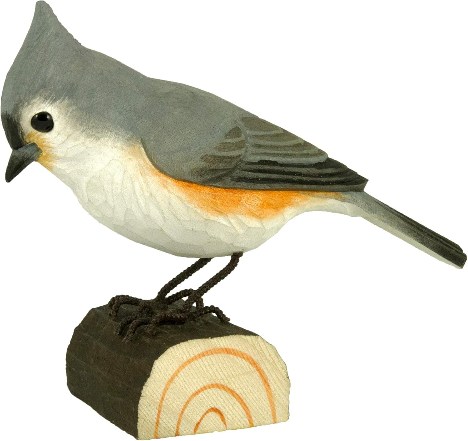 WILDLIFEGARDEN Wildlife Garden Tufted Titmouse DecoBird, Artisanal Hand-Carved Wood Replica, Ornithologist Approved Life-Like Figurine Designed in Sweden