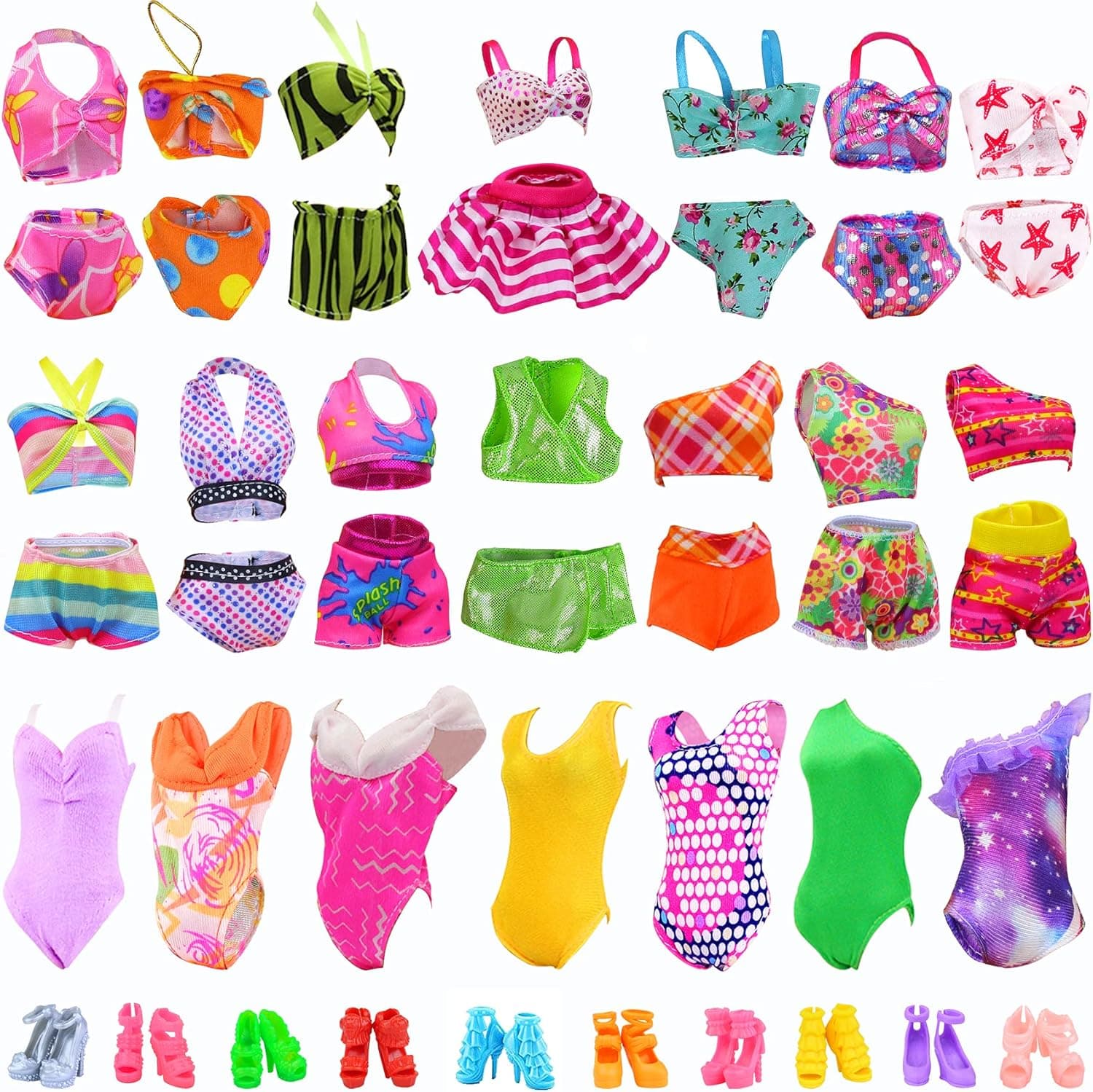 ZITA ELEMENT 10 Sets Bikini Swimwear Swimsuits Clothes and 10 Shoes for 11.5 Inch Girl Doll Fashion Handmade Beach Outfits