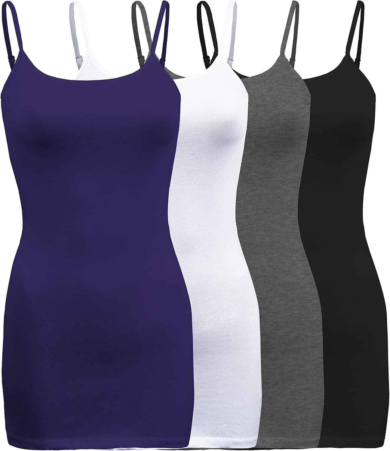 ShezPretty 4 Pack - Women's Basic Cami with Adjustable Spaghetti Straps Tank Top