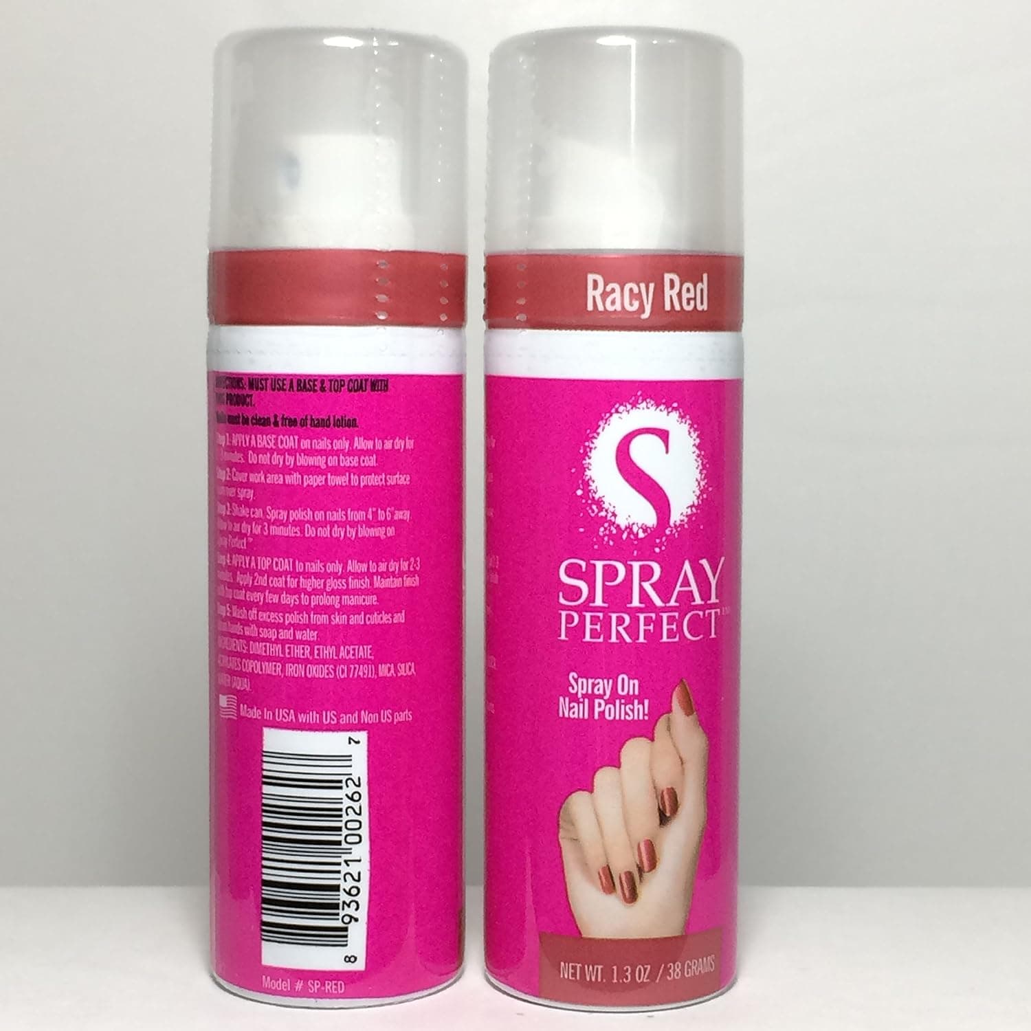 Spray Perfect Spray On Nail Polish, Racy Red, Pack of 2 x 1.3 Fl Oz