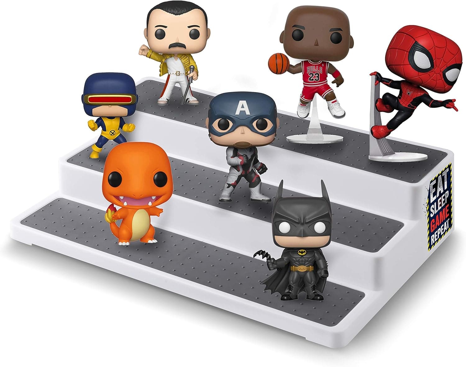 ASH BRAND Plastic Riser Display Stand Shelf for Figures, Toys or Dolls | 3 Steps Display for Decoration and Organizer, 3-Tier- Fort Design (14x9.5 inch)