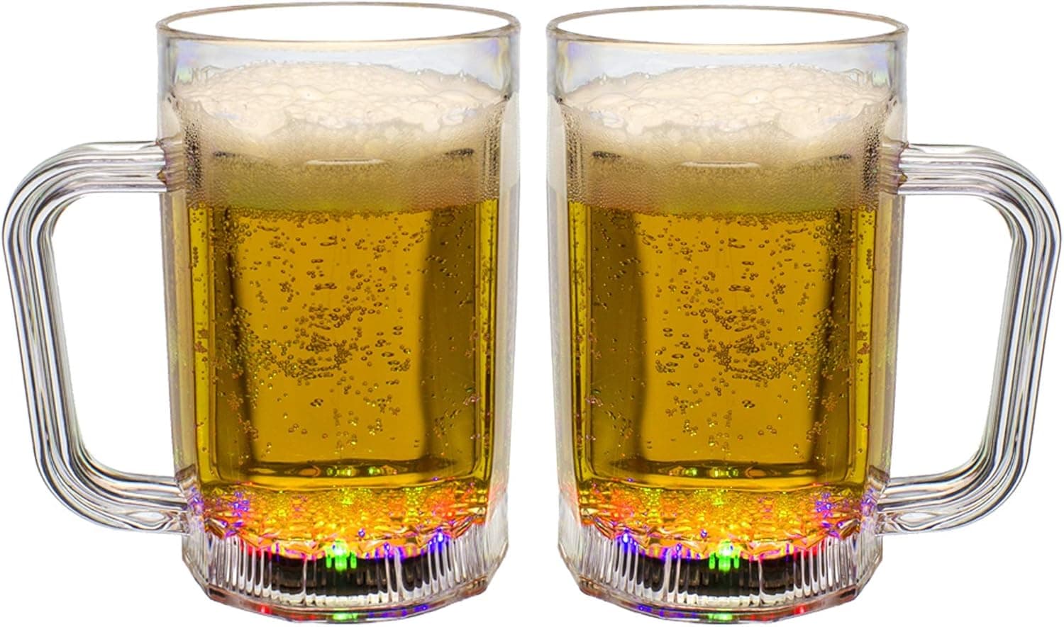 Windy City Novelties LED Light up Beer Drinking Glass Mug 14 OZ - Set of 2