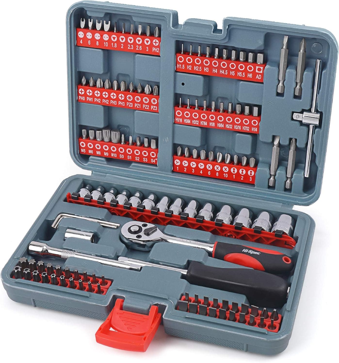 Hi-Spec 126pc Screwdriver Bits, Sockets & Handles Set. Complete 1/4” Hex Shank & Security Screws