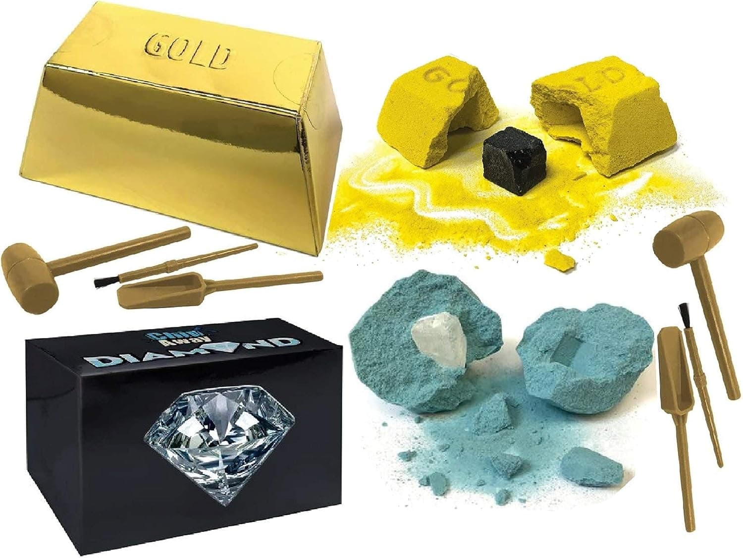 Schylling Chip Away Science Digs Gold & Diamond Gift Set Bundle - 2 Pack
