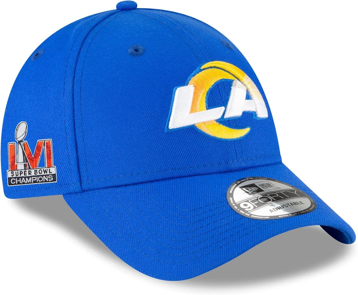 New Era Men's Royal Los Angeles Rams Super Bowl LVI Champions Side Patch 9FORTY Adjustable Hat