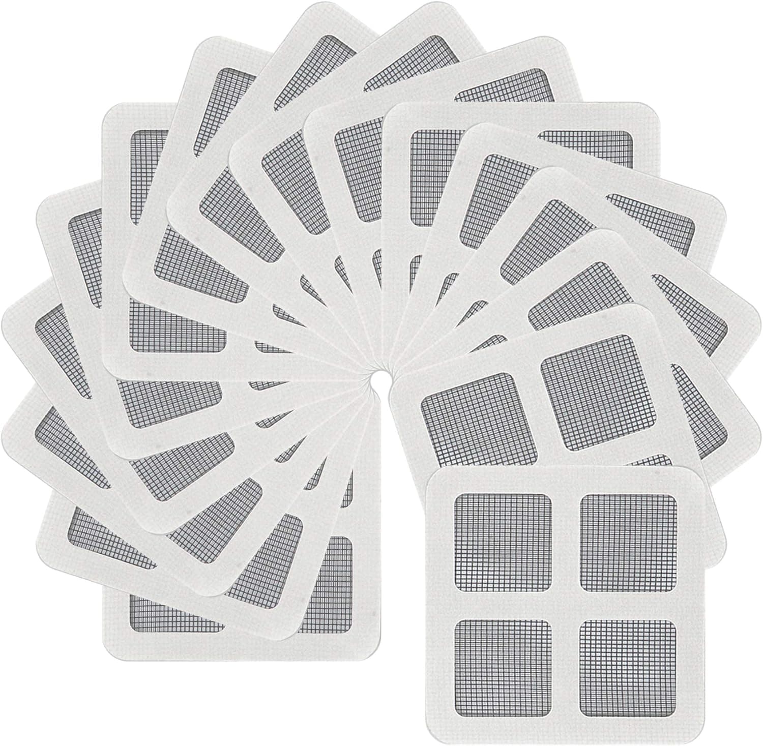 16pcs Door and Window Screen Sticky Repair Patch, 4x4 Inch Self-Adhesive Fiberglass Holes Cover Mesh Tape Kit, Strongly Bonded Waterproof Mesh Fabric for Door and Window Screen Surface DIY Repairment