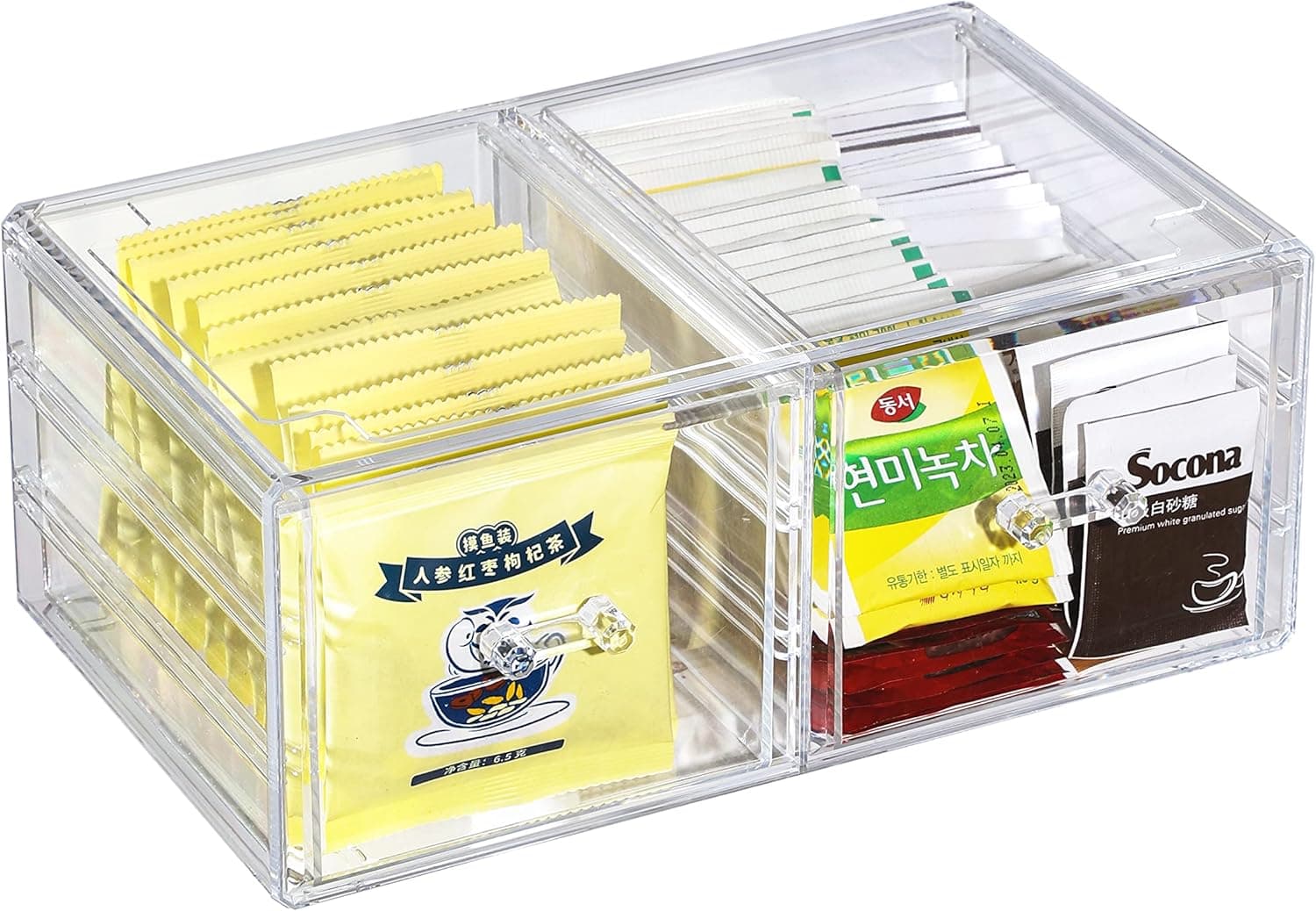 Clear Stackable Acrylic Storage Containers With 2 Drawers Under Sink Storage Bins Case Box For Jewelry Hair Accessories Nail Polish Lipstick Make up Marker Pen Medicine Craft Organizing