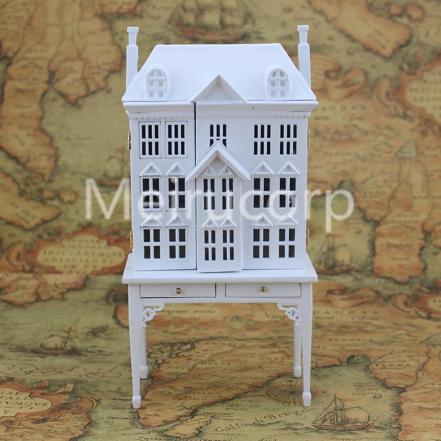 Meirucorp Miniatures White Dollhouse 1:12 Scale House Shape Display Cabinet 12166