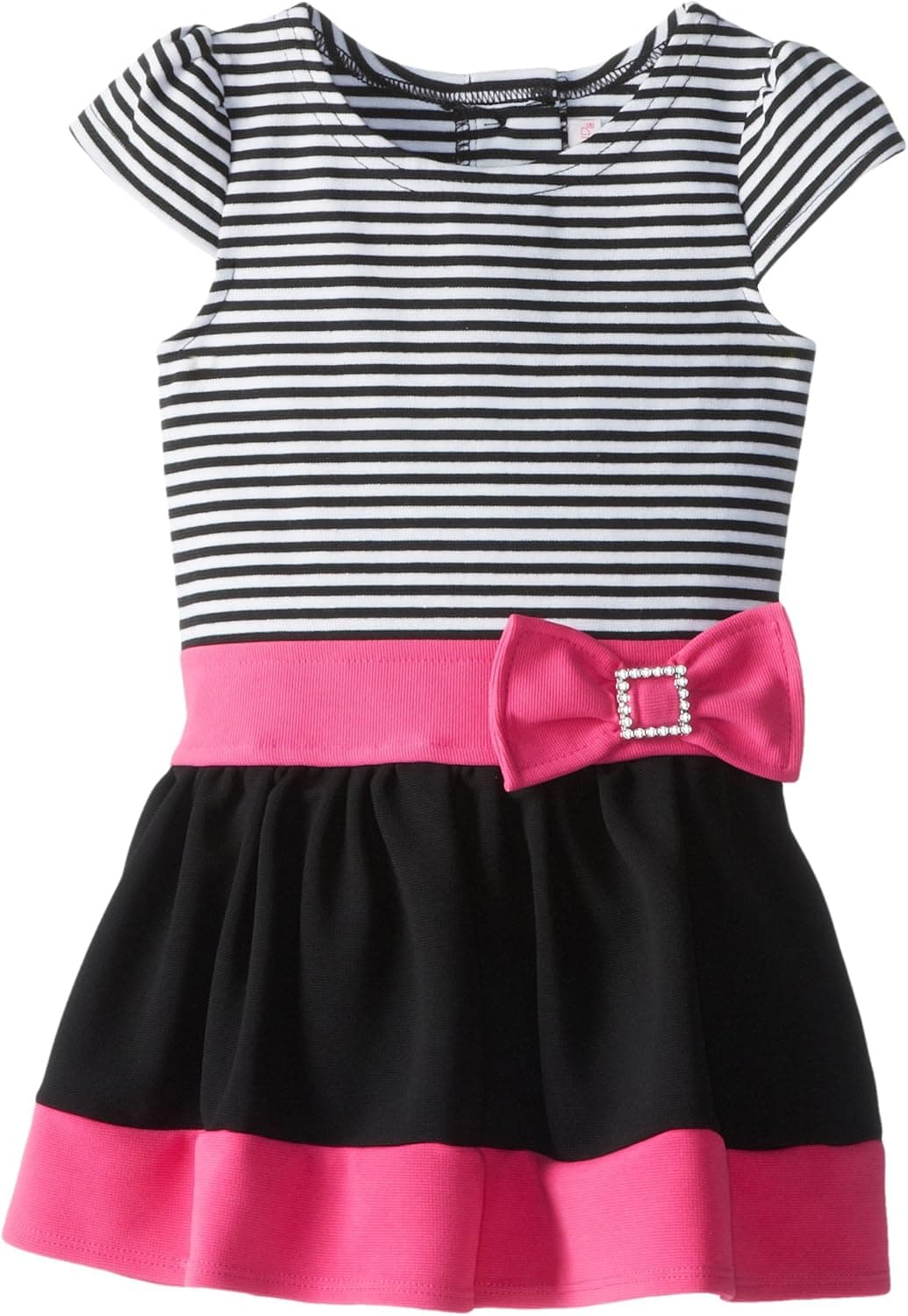 Youngland Little Girls' Stripe Dropwaist Ponte Fashion Dress
