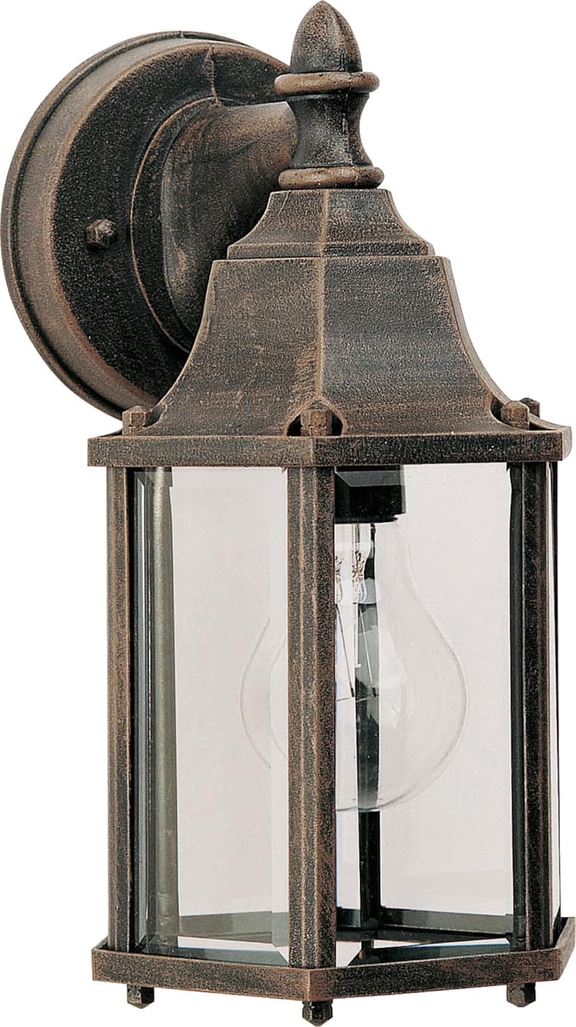 Maxim 1026RP Builder Cast Clear Glass Outdoor Mini Wall Lantern, 1-Light 60 Watt, 10" H x 6" W, Rust Patina