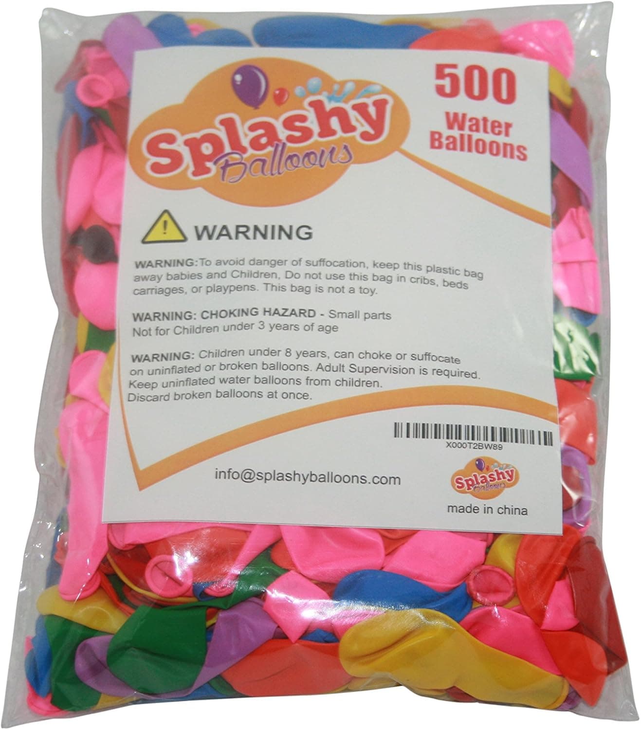 Splashy Balloons Water Balloons in Vibrant Colors, Pack of 500
