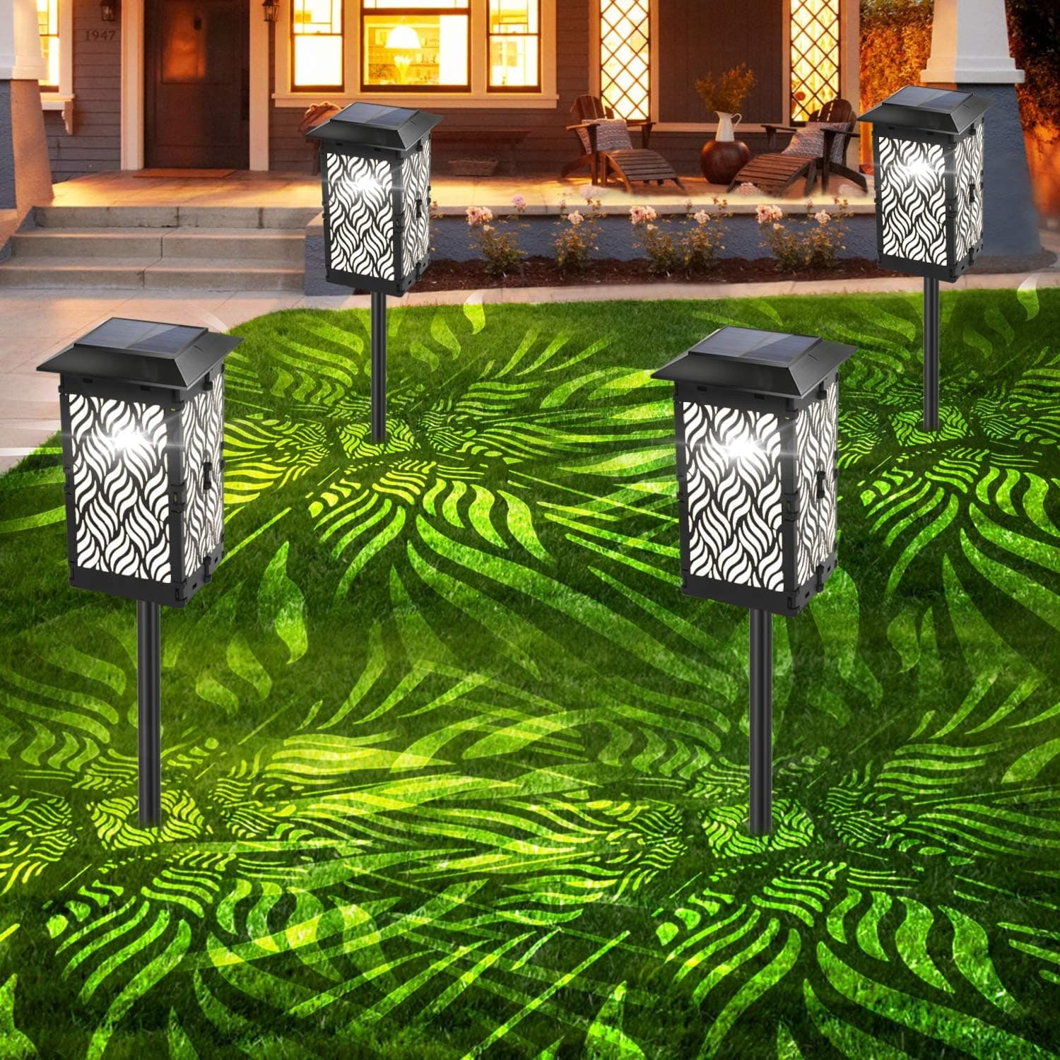 Bebrant Solar Lights Outdoor, Upgraded Solar Pathway Garden Lights Super Bright & Longer Working Time IP65 Waterproof Landscape Lighting for Yard Patio Walkway Landscape Spike Path Light (4 Pack)