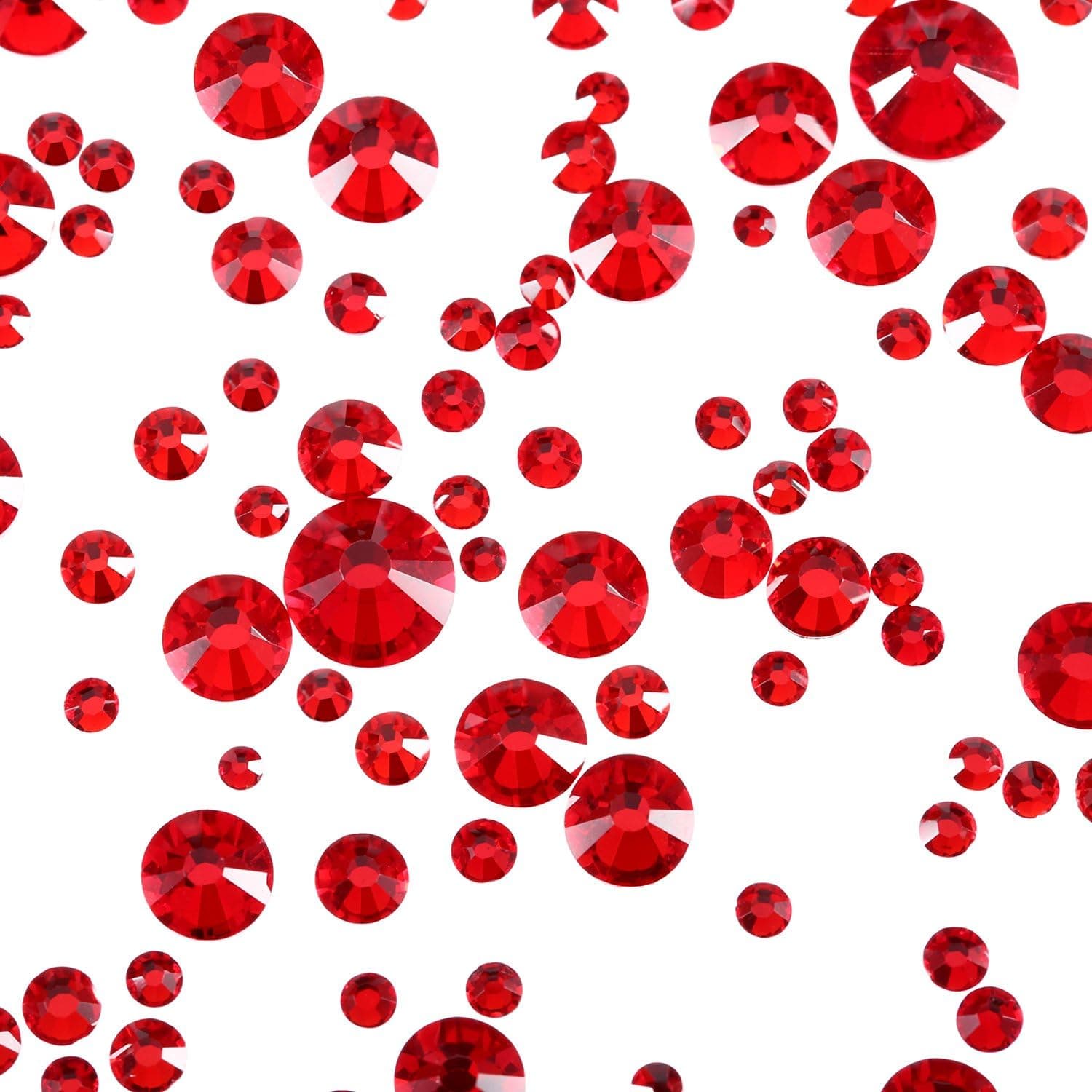 Boao 2000 Pieces Rhinestones Nail Flatback Round Glass Gems with 6 Mixed Sizes (1.6-3 mm) for Nail Art, Phone Decorations and DIY Crafts (Red Color)