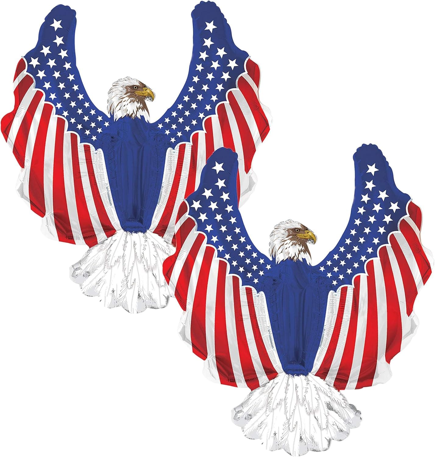 Set of 2 American Flag Stars & Stripes Bald Eagle 36" Foil Party Balloons