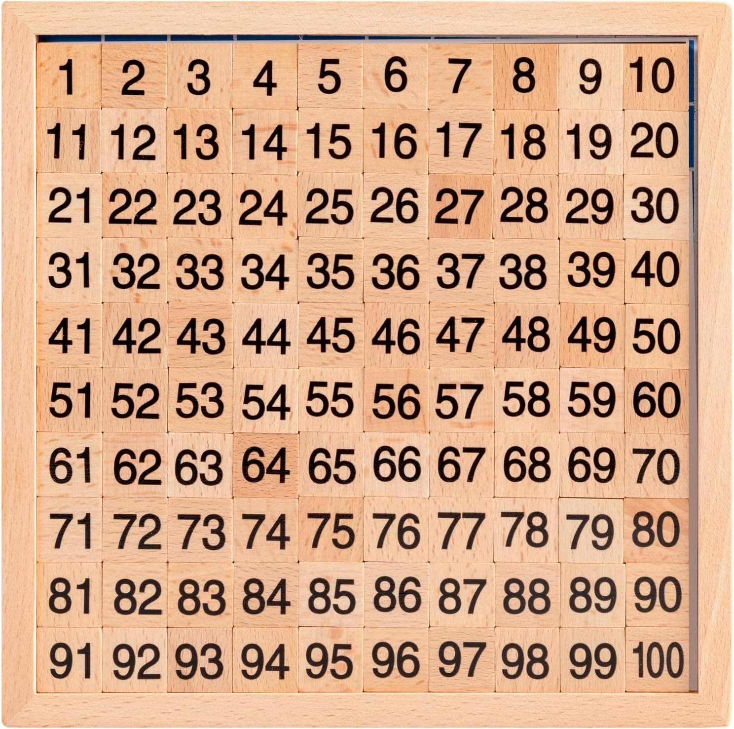 MERRYHEART Wooden Montessori Math Hundred Board, Counting to 100 for Kindergarten, 1-100 Number Board for Toddlers, Counting Toy for Math, Montessori Math Game Board with Storage Bag