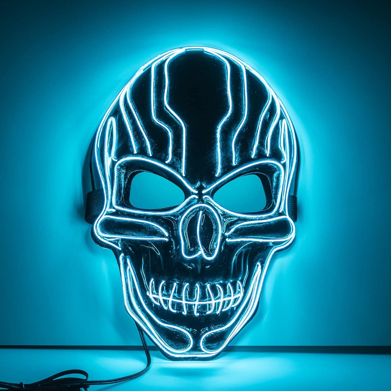 SZILBZ Halloween Purge Mask LED Light up Scary Glowing Masks for Festival Cosplay Halloween Costume