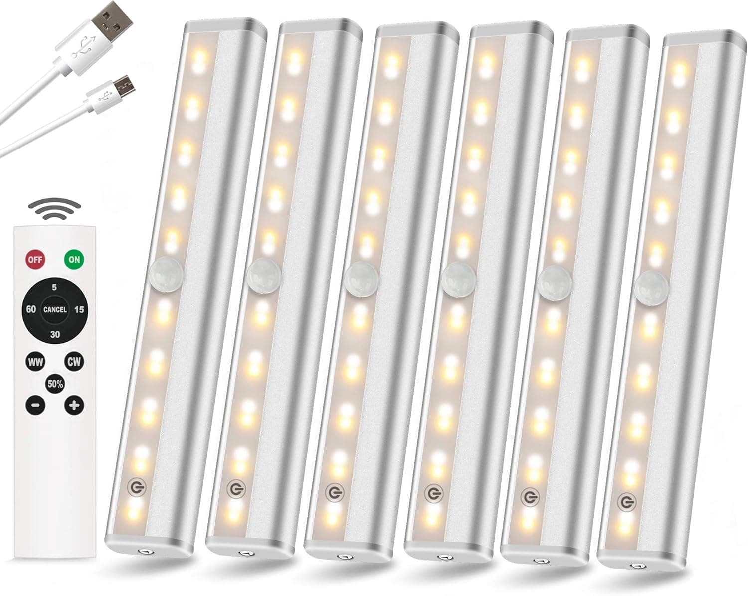 Battery Operated Lights with Remote 6 Pack Under Cabinet Lighting for Kitchen Rechargeable Cabinet Lights with Remote Led Lights for Bedroom Room Home Decoration Stairs Wardrobe